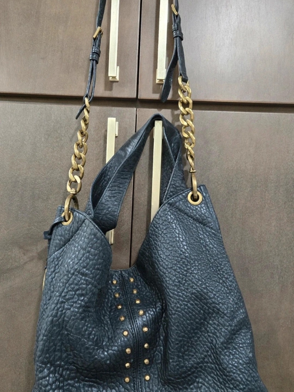Michael Kors Black Pebbled Leather Chain-Handle Shoulder Bag - Picture 2 of 6